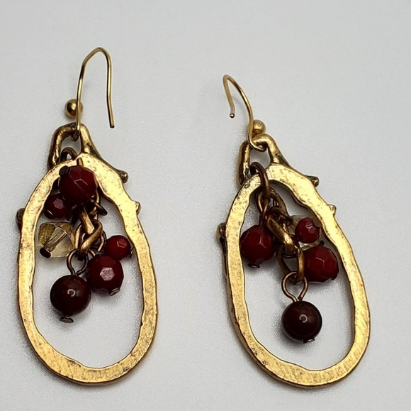 Gold and Red Earrings - Picture 9 of 14